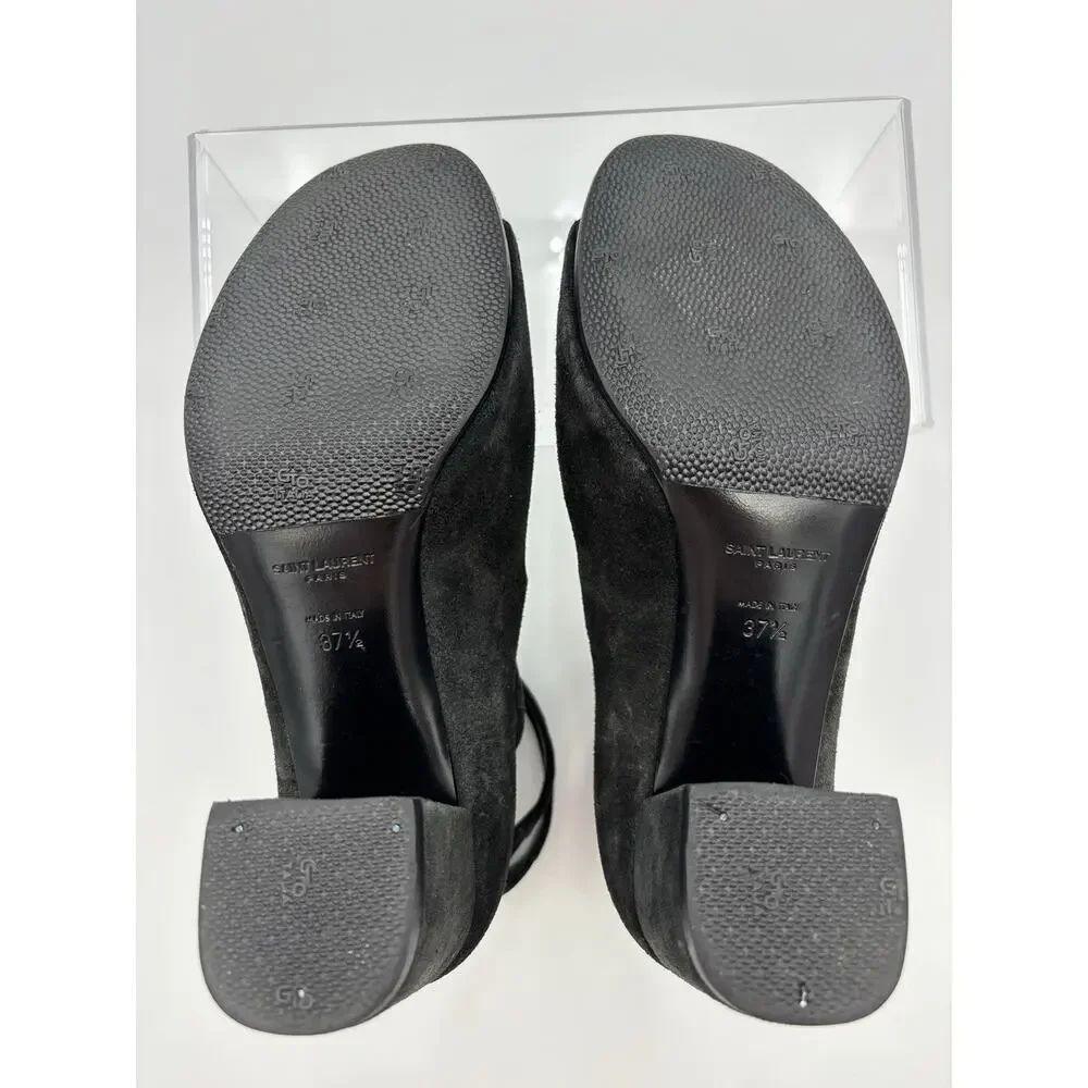 Saint Laurent Suede Gladiator Sandals Black Suede Size 37.5 / 7.5 Buckles - Picture 8 of 16